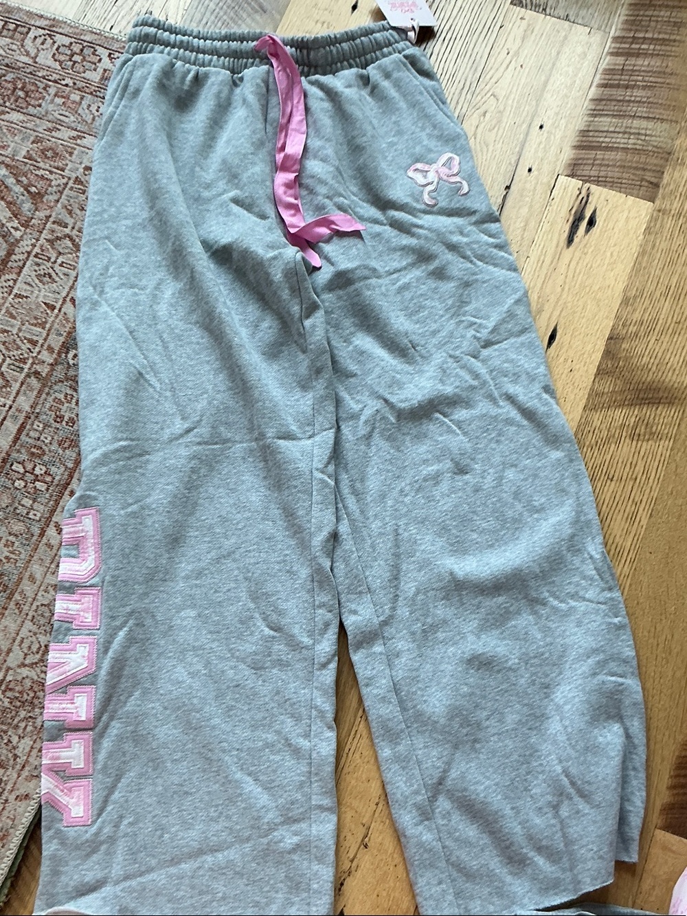 PINK Victoria's Secret Gray Lounge Pants with Pink Trim